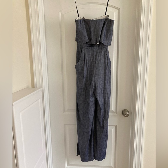 Milly Denim Blue Strapless Jumpsuit - Picture 4 of 10